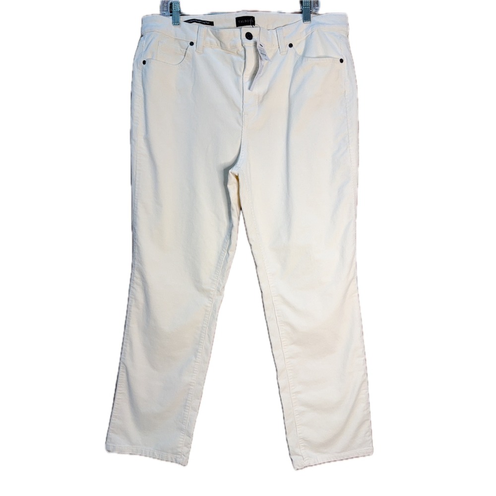 Talbots Ivory Corduroy Straight Leg Pants Womens 16P Petite NWT 56501773